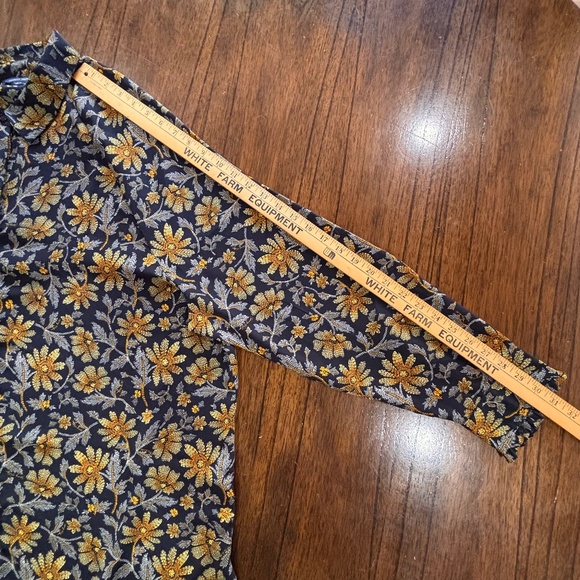 Tommy Hilfiger floral print semi-sheer blouse navy back ground size XXL - Picture 15 of 16